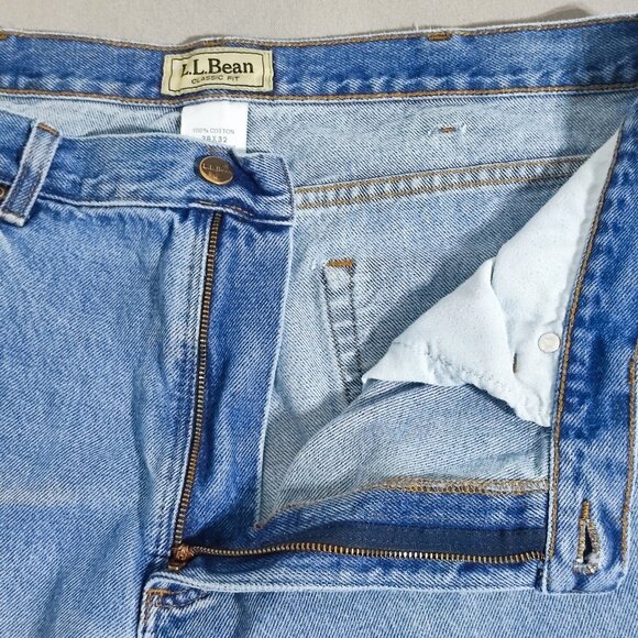 L.L.Bean jeans man's size 38X32 medium washed denim blue classic fit straight - Picture 7 of 12